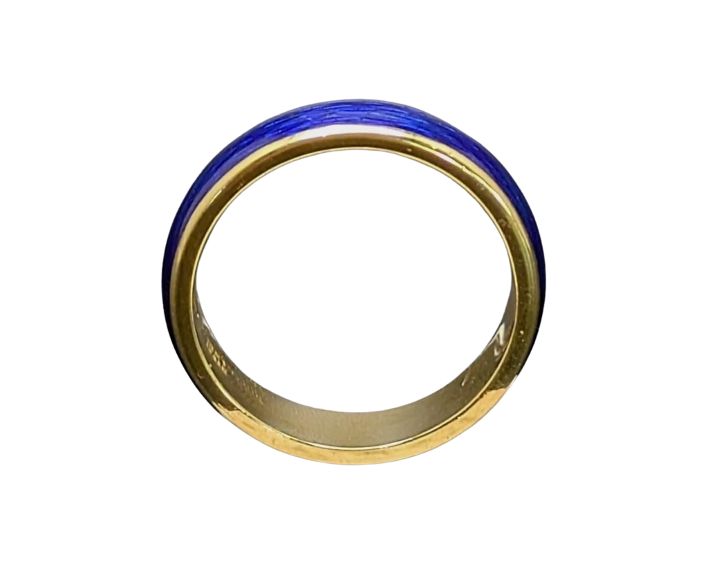 Blue Enamel Band - Yellow Gold