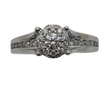 Diamond Cluster Halo Ring with Diamond Accents - White Gold