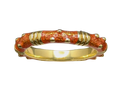 Orange Enamel Eternity Band with Vertical Bar and Dot Design - Yellow Gold