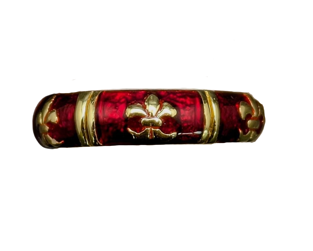 Red Enamel Fleur-De-Lis Eternity Band - Yellow Gold