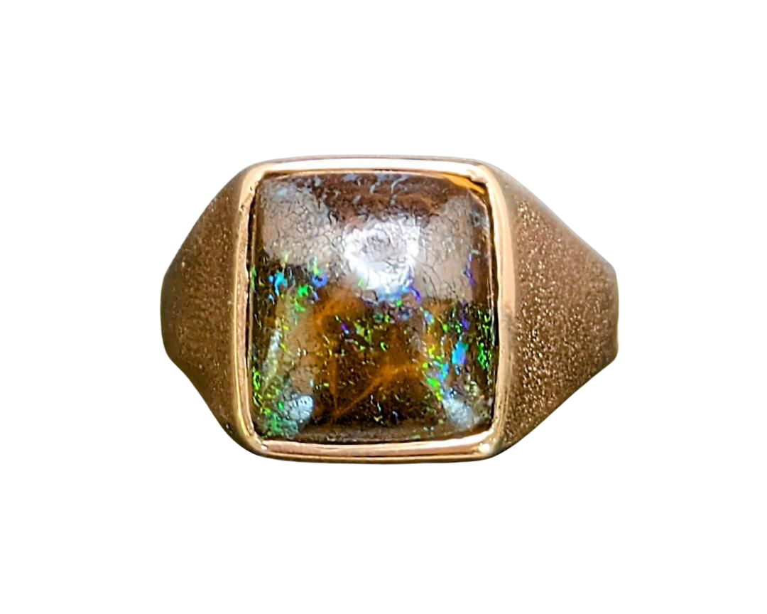 Australian Boulder Opal Ring - Rose Gold