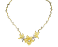 Diamond Accented Flower Necklace - Two Tone