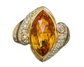 Marquise Citrine Ring with Pave Diamond and Citrine Accents- Yellow Gold
