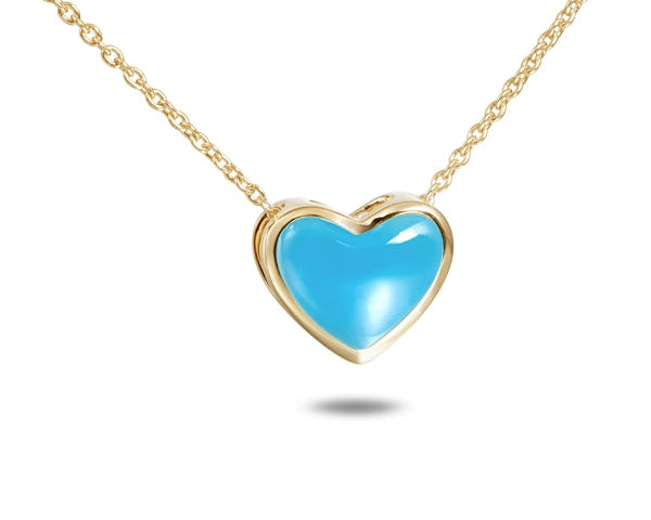 Larimar Bezel Set Heart Pendant - Yellow Gold
