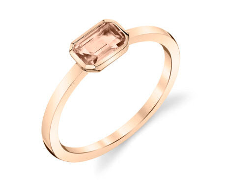 Emerald Cut Morganite Ring - Rose Gold