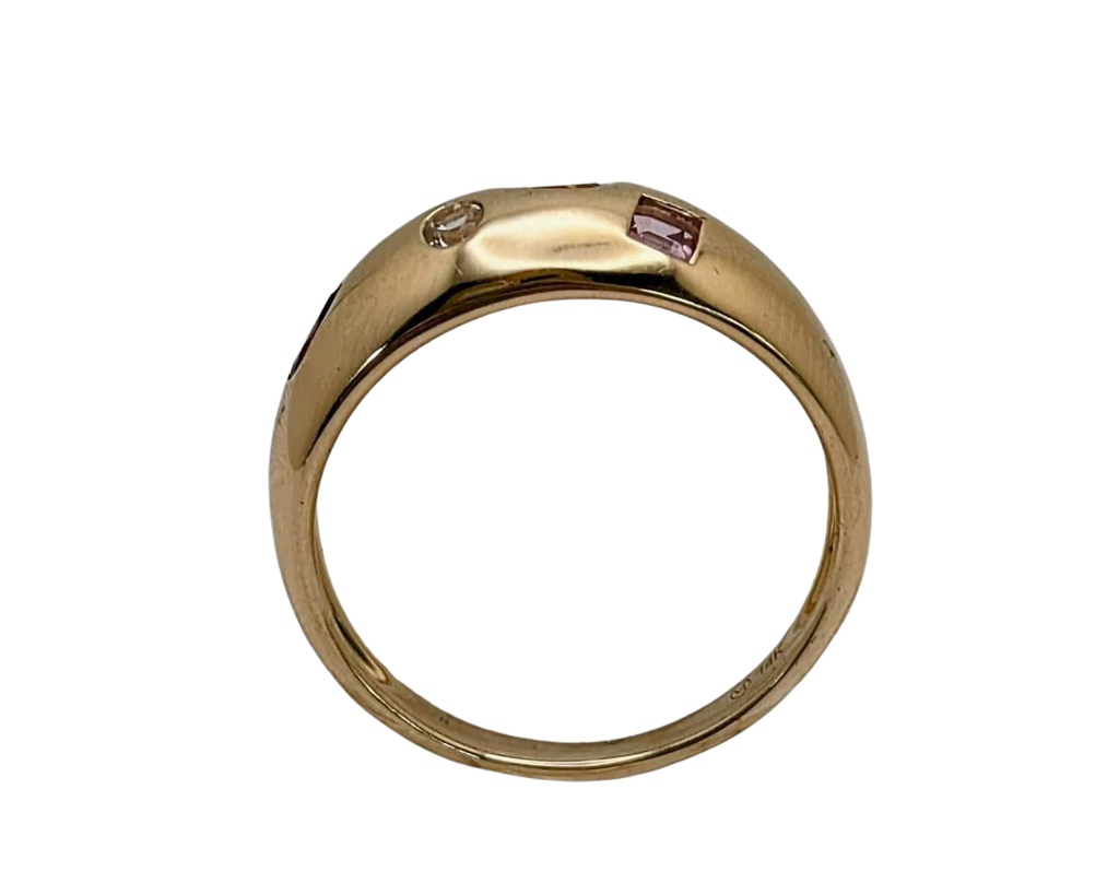Multi-Gemstone Domed Band - Yellow Gold
