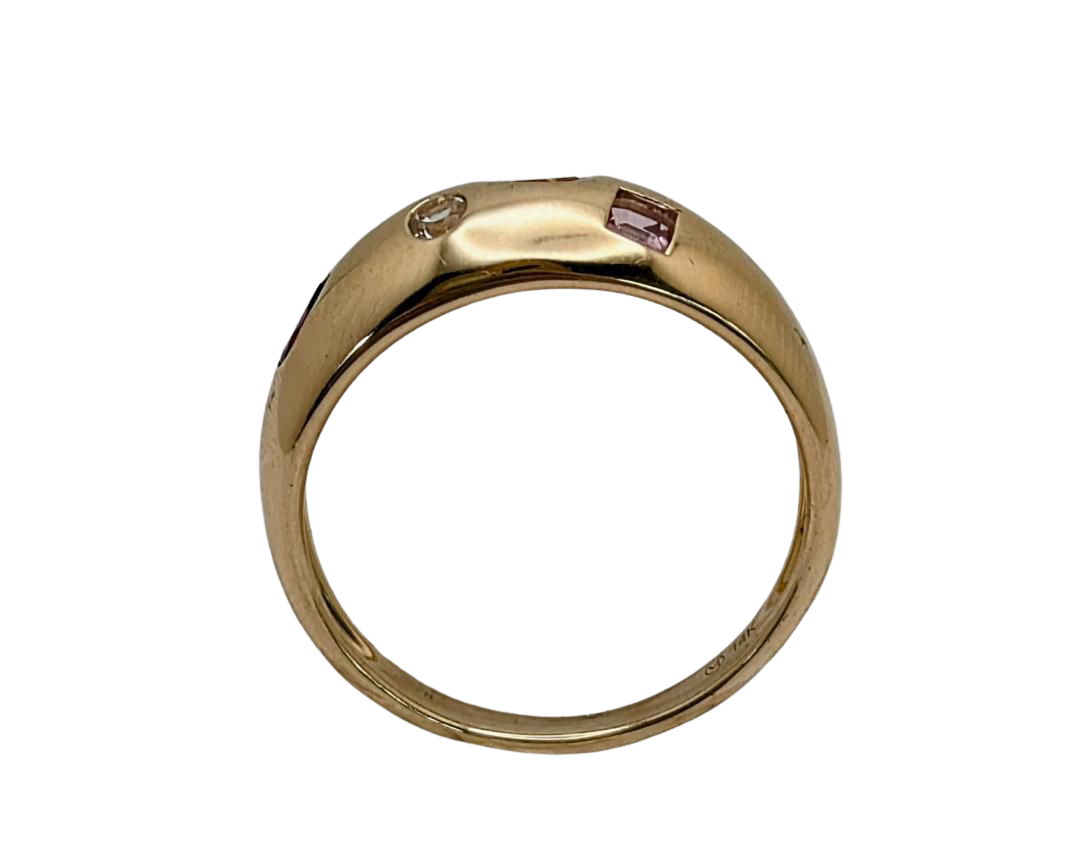 Multi-Gemstone Domed Band - Yellow Gold