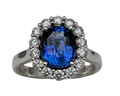 3.21ct Sapphire Ring with Diamond Halo - Platinum