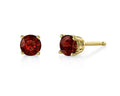 5mm Garnet Stud Earrings - Yellow Gold