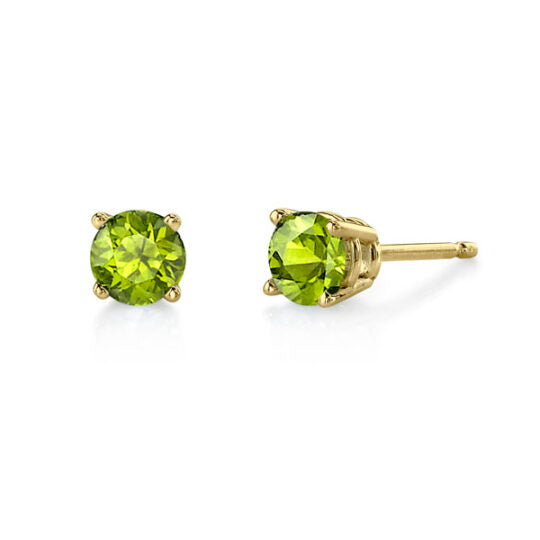 5mm Peridot Stud Earrings  - Yellow Gold