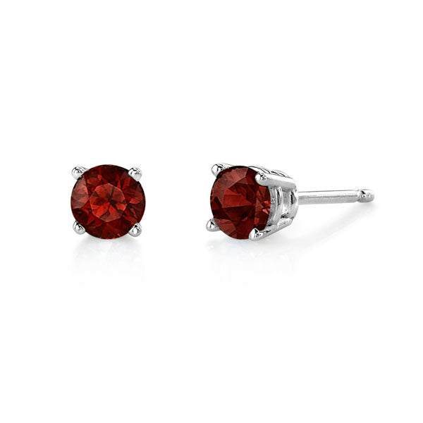 Garnet Stud Earrings 4.5mm - White gold