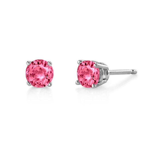 4mm Pink Tourmaline Stud Earrings - White Gold
