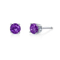5mm Amethyst Stud Earrings - White Gold