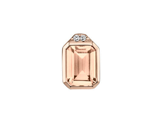 Bezel Set Morganite Pendant with Diamond Accents - Rose Gold