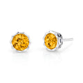 Citrine Bezel Set Earrings - White Gold