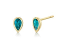 London Blue Topaz Pear Shape Stud Earrings - Yellow Gold