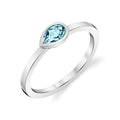 Aquamarine Bezel Set Ring - White Gold