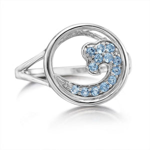 Blue Topaz Wave Ring - Silver