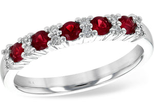 Ruby and Diamond Alternating Band - White Gold