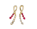 Ruby and Diamond Ribbon Stud Earrings- Yellow Gold