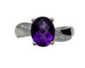 Bypass Design Amethyst Ring - White Gold
