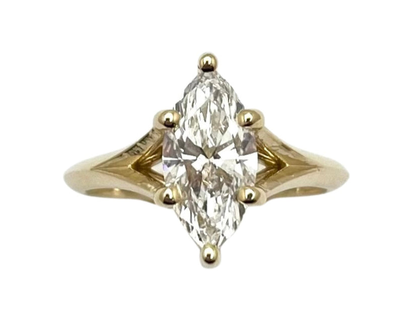 1.54ct Marquise Cut Lab Grown Diamond Ring - Yellow Gold