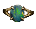 2.45ct Australian Black Opal Ring - Yellow Gold