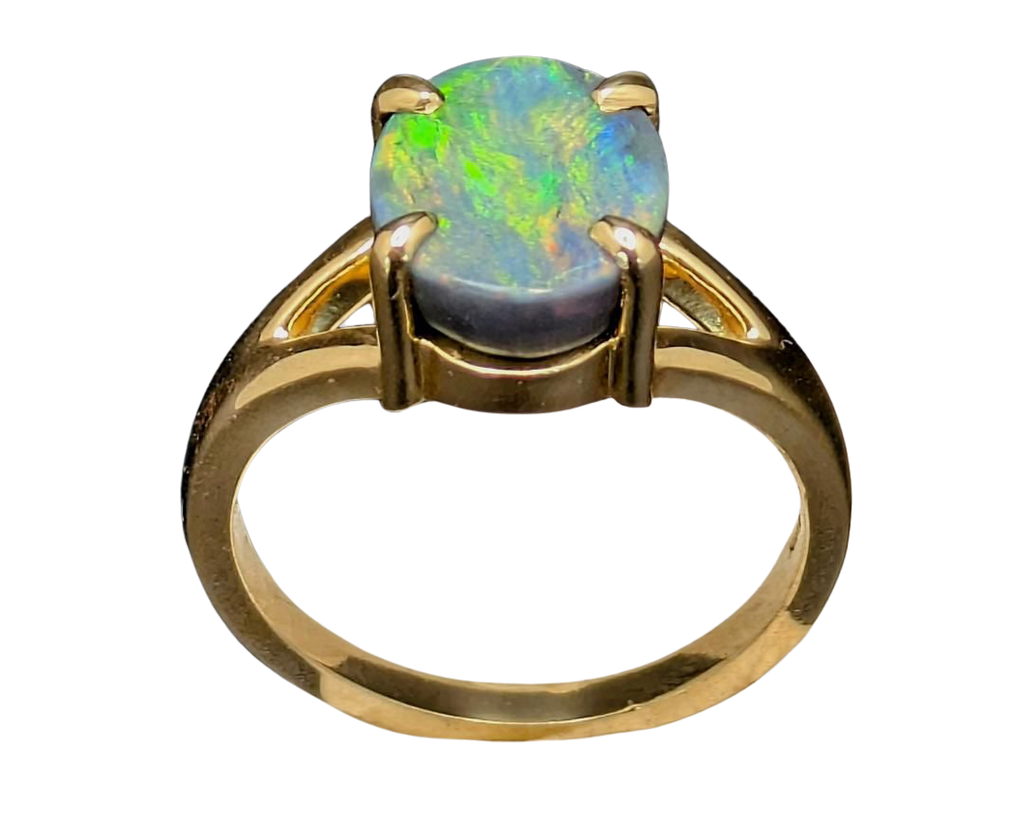 2.45ct Australian Black Opal Ring - Yellow Gold