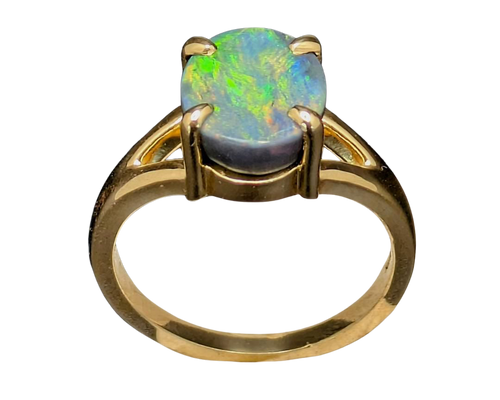 2.45ct Australian Black Opal Ring - Yellow Gold