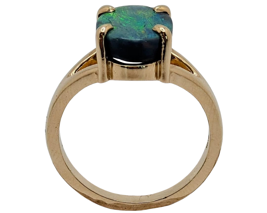 2.45ct Australian Black Opal Ring - Yellow Gold