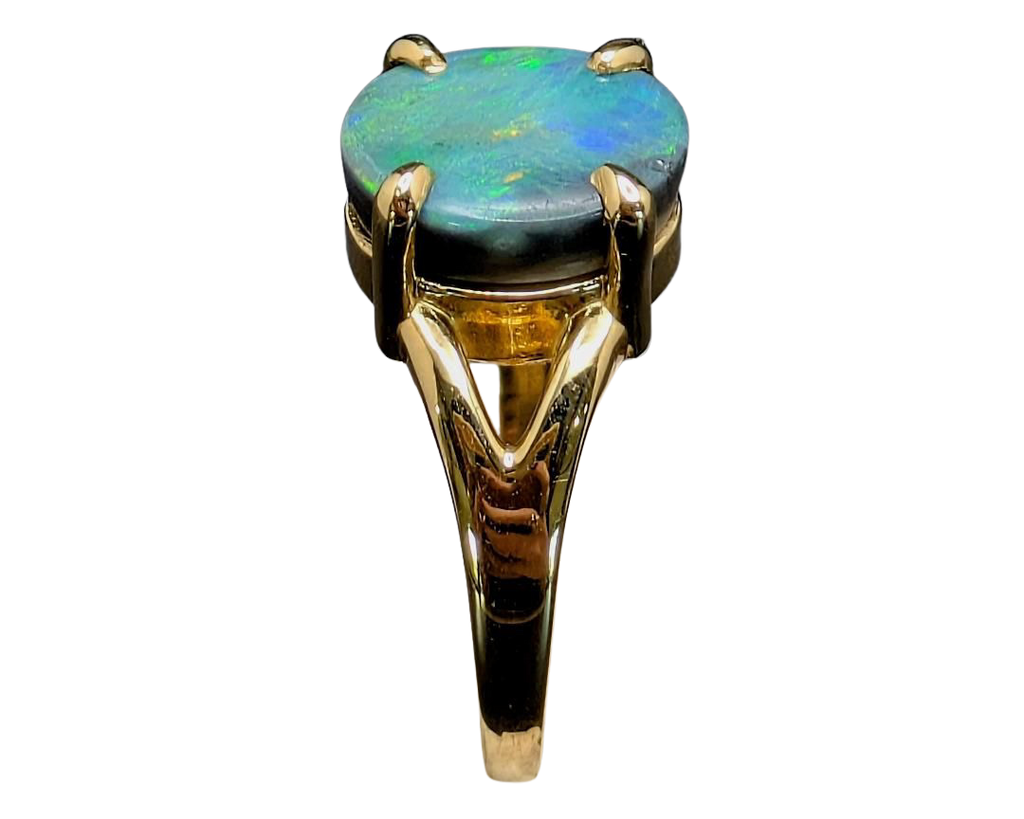 2.45ct Australian Black Opal Ring - Yellow Gold