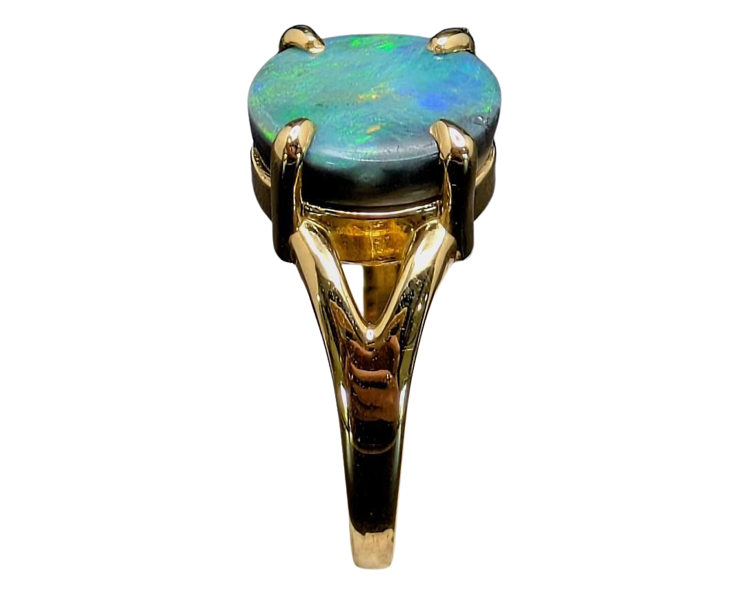 2.45ct Australian Black Opal Ring - Yellow Gold