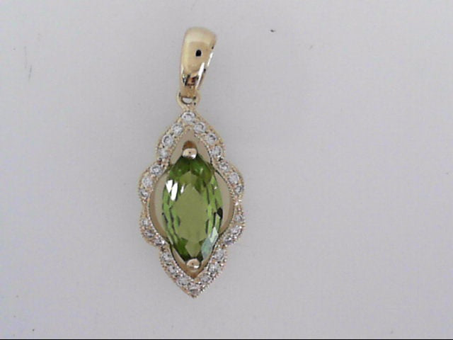 Peridot and Diamond Pendant - Yellow Gold