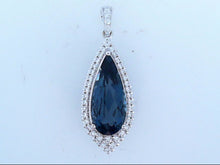 Load image into Gallery viewer, London Blue Topaz and Diamond Pendant - White Gold
