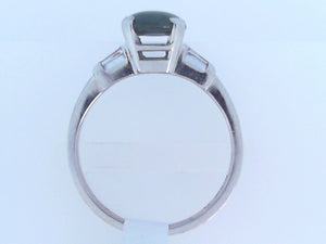 Star Sapphire Deco Ring w/ diamonds - Platinum