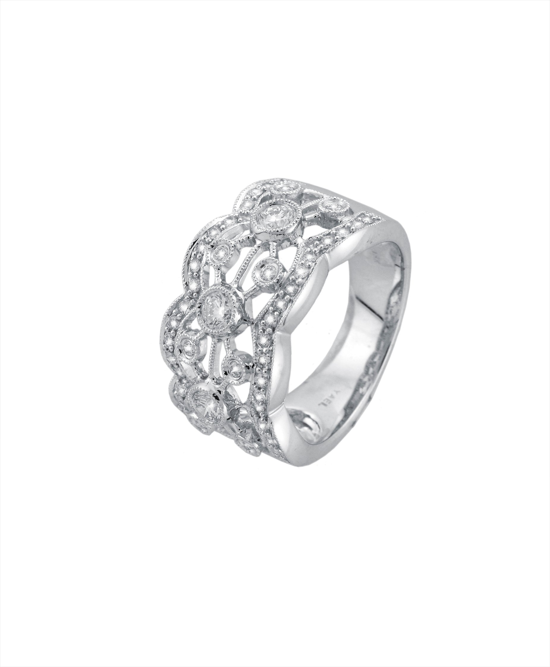 Open Pattern Diamond Band - White Gold