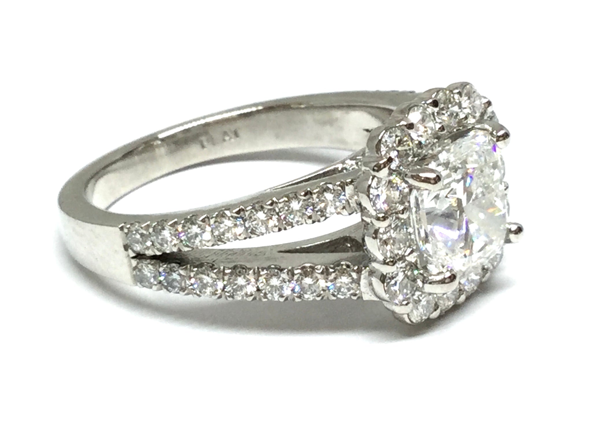 3.30ctw Cushion Diamond Ring with Diamond Accents - Platinum