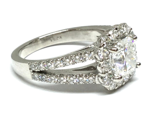 3.30ctw Cushion Diamond Ring with Diamond Accents - Platinum