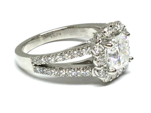 3.30ctw Cushion Diamond Halo Ring GIA - Platinum