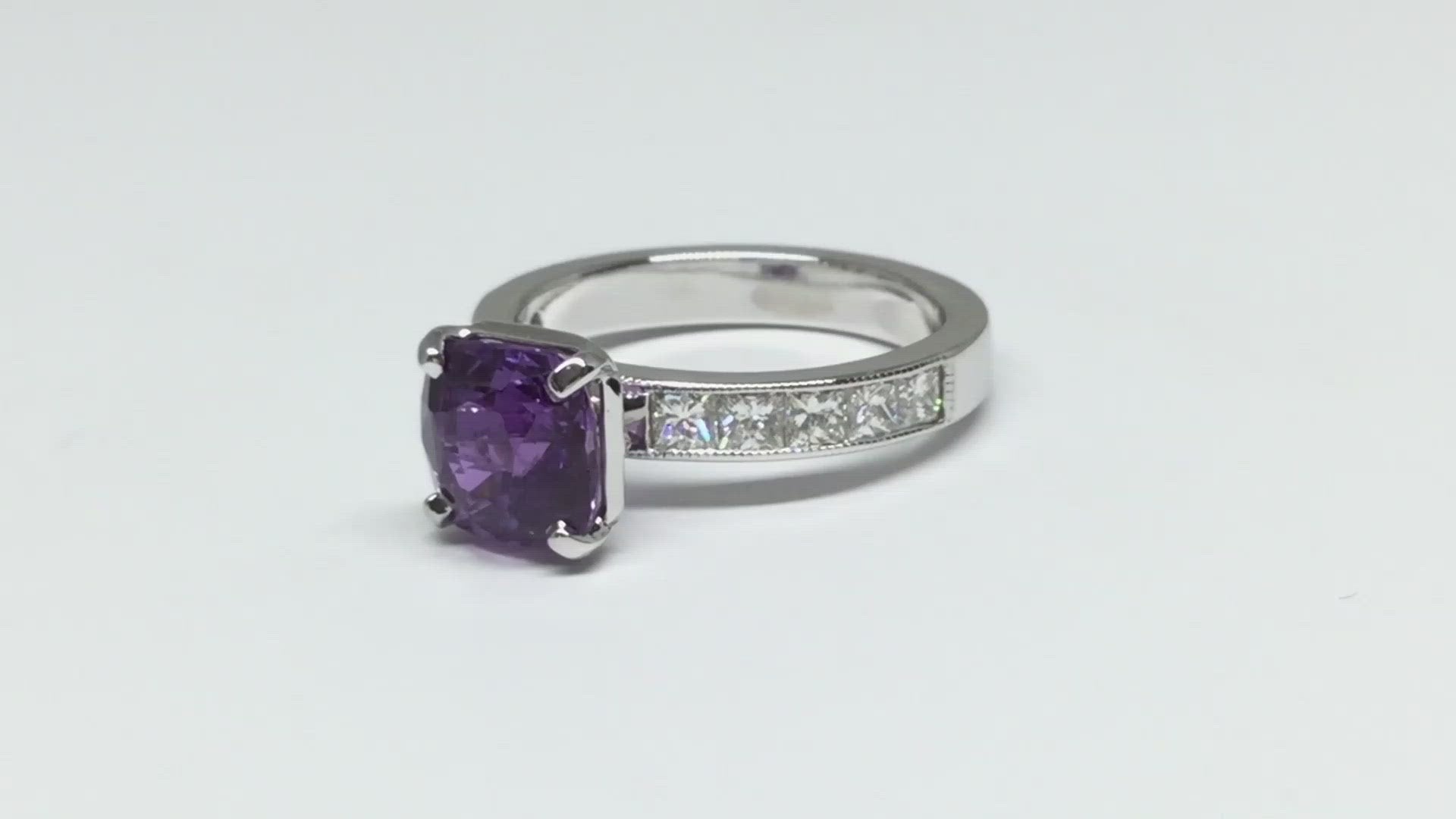 Purple Sapphire Ring with Diamond Accents - White Gold