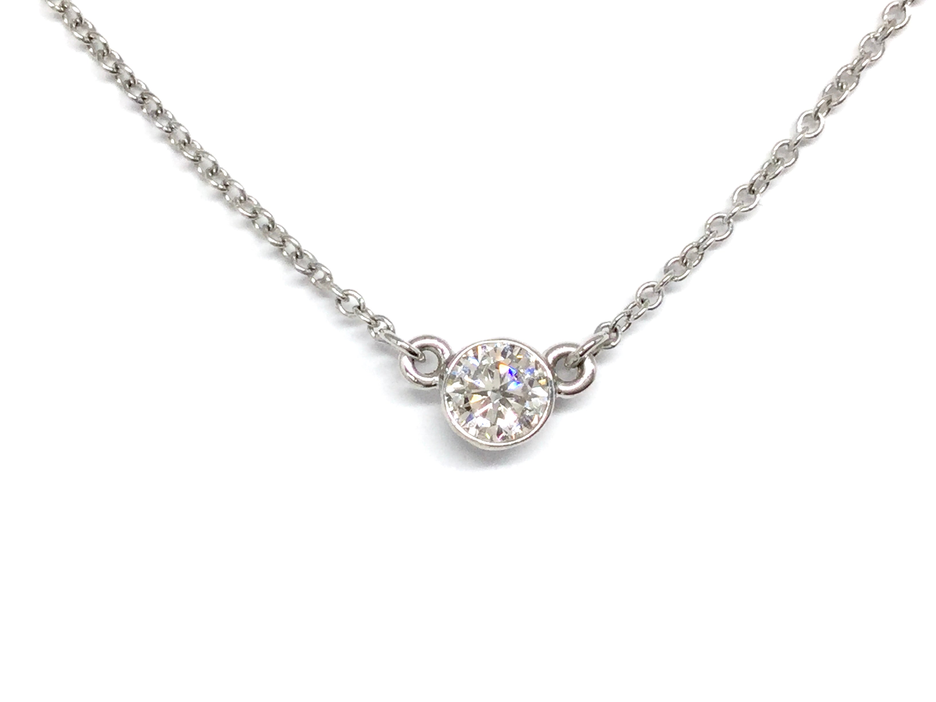 Diamond Bezel Necklace 0.32ct - White Gold