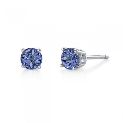 4.5mm Tanzanite Stud Earrings - White Gold