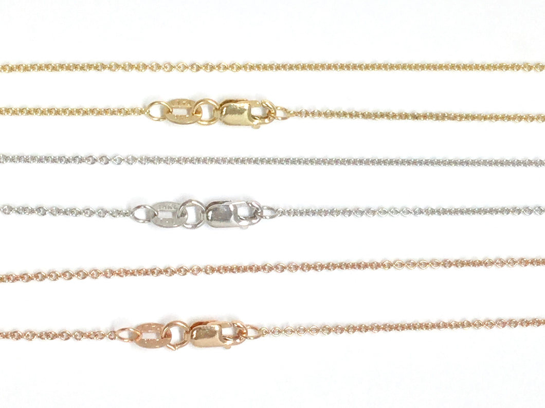 Cable Link Chain 1.3mm - White, Yellow, Rose Gold