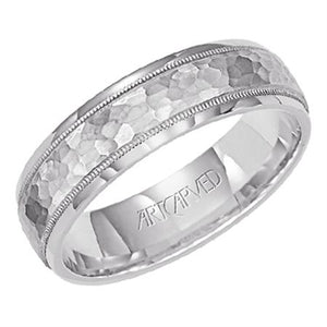Hammered & Brush Finish Center Band - Platinum