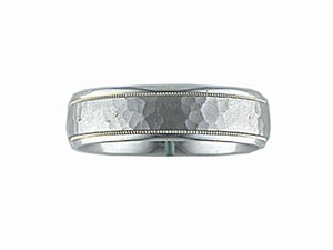 Hammered & Brush Finish Center Band - Platinum