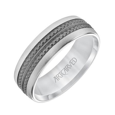 Black Rhodium Center Band - White Gold