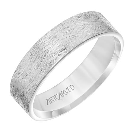 Wire Brush Finish Band - White Gold