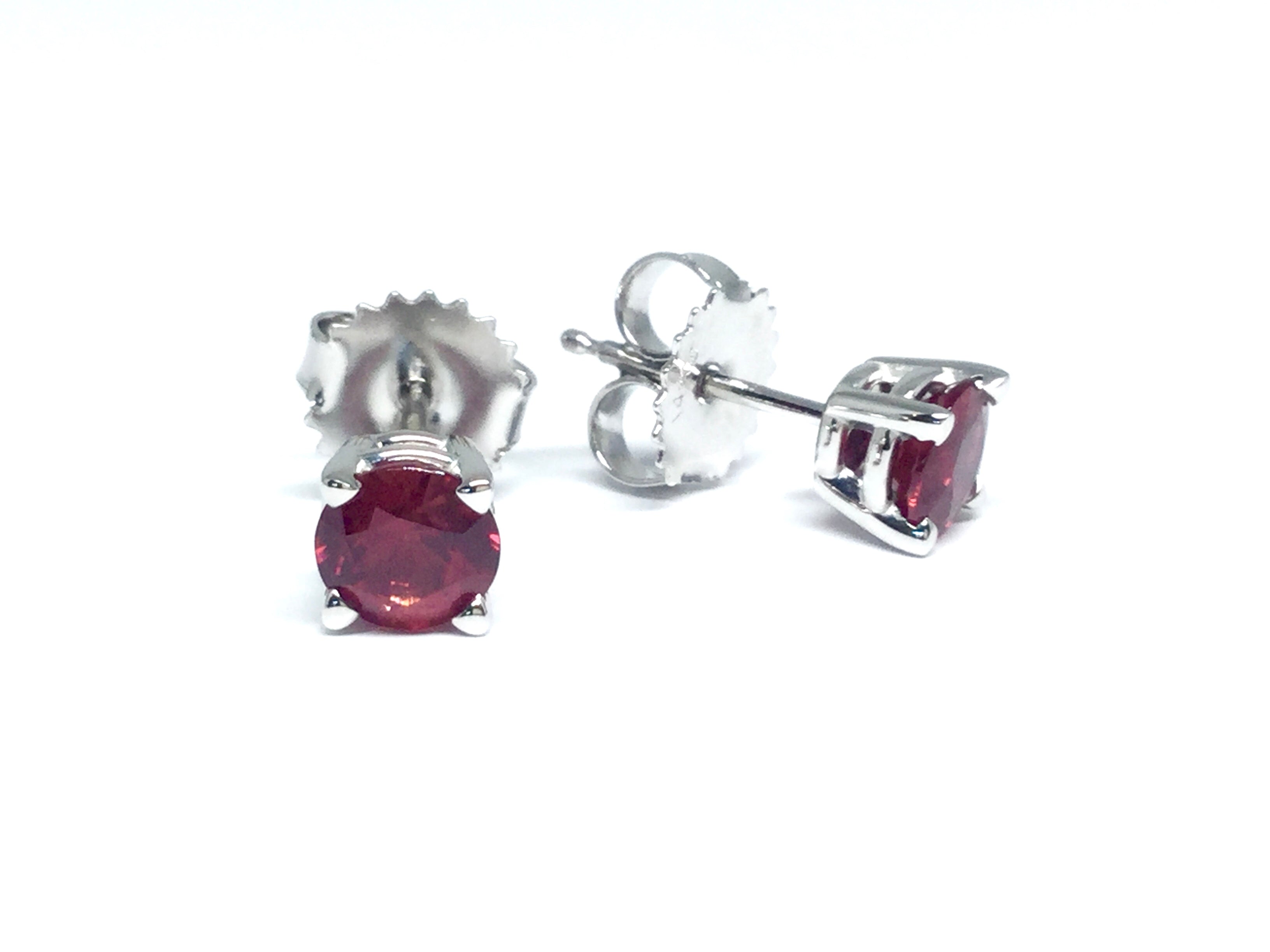 Ruby Stud Earrings 4.9mm - White Gold