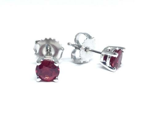 4.9mm Ruby Stud Earrings - White Gold