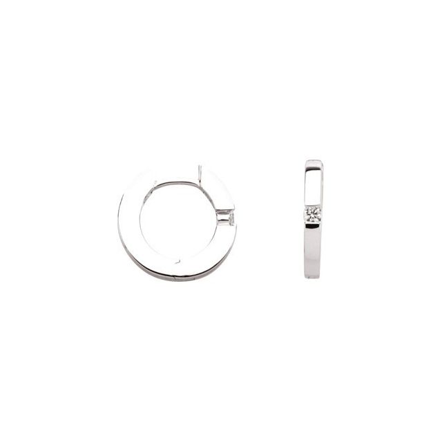 Huggie Style Diamond Hoop Earrings - White Gold